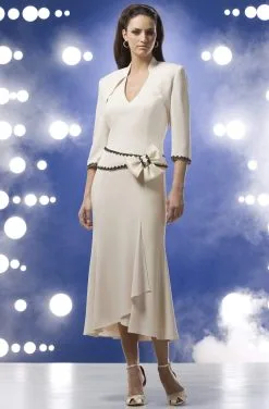 Alexander By Daymor 8016 V-Neck Tea Length Dress With Bolero Jacket - 1 Pc Petal Pink In Size 4 Available