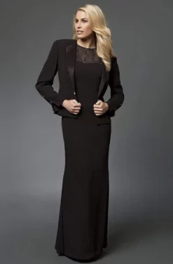 Alexander By Daymor Classy Sheer Beaded Sheath Dress With Jacket 702105