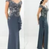 Alexander By Daymor - Floral Embroidered Evening Gown 1392 - 1 Pc Graphite In Size 16 Available