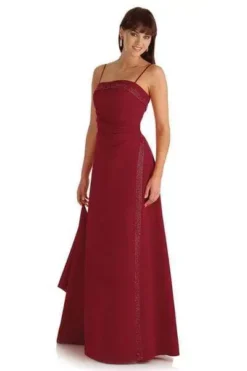 Alexia Designs - 2200 Sleeveless Beaded Trim Long Satin Dress