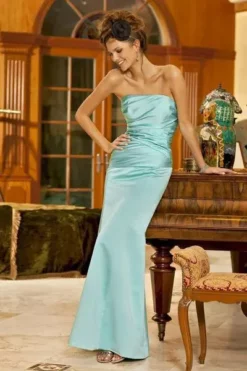 Alexia Designs - 4048 Strapless Asymmetrical Pleated Sheath Dress