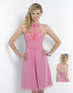 Alexia Designs - 4184 Floral Halter Lace Chiffon A-line Dress