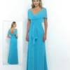 Alexia Designs - 4186 Chiffon V-neck Twisted Front A-line Dress