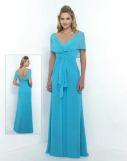 Alexia Designs - 4186 Chiffon V-neck Twisted Front A-line Dress