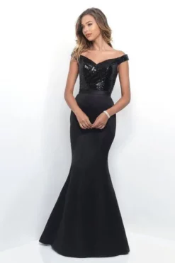 Alexia Designs - 4260 Sequined Off-Shoulder Satin Mermaid Dress