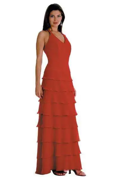 Alexia Designs - 710 Fitted V-Neck Tiered A-Line Dress 1 Alexia Designs - 710 Fitted V-Neck Tiered A-Line Dress