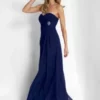 Alexia Designs - Brooch Ornate Chiffon Formal Dress 4100 - 1 Pc Navy In Size 12 Available