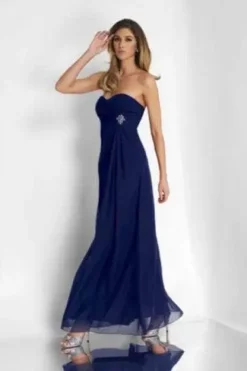 Alexia Designs - Brooch Ornate Chiffon Formal Dress 4100 - 1 Pc Navy In Size 12 Available