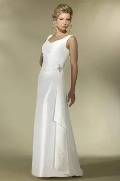 Alexia Designs - Sleeveless V Neck Drape Accent Taffeta Gown IB03 - 1 Pc Ivory In Size 6 Available