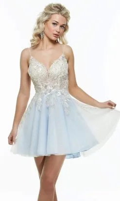 Alyce Paris - 3946 Floral Appliques A-Line Cocktail Dress