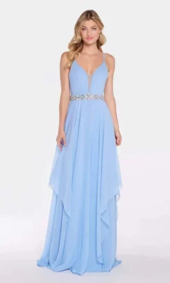 Alyce Paris - 60092 Plunging Asymmetrical Cascade Chiffon Gown