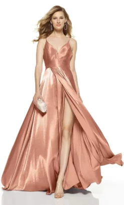 Alyce Paris - 60624 Sleeveless V Neck Flowy Satin A-Line Gown -Hot Sale WEDDING Store alyce paris 60624 sleeveless v neck flowy satin a line gown prom dresses 0 antique rose 13804623790163