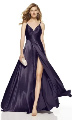 Alyce Paris - 60624 Sleeveless V Neck Flowy Satin A-Line Gown -Hot Sale WEDDING Store alyce paris 60624 sleeveless v neck flowy satin a line gown prom dresses 0 eggplant 13804623495251