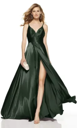 Alyce Paris - 60624 Sleeveless V Neck Flowy Satin A-Line Gown -Hot Sale WEDDING Store alyce paris 60624 sleeveless v neck flowy satin a line gown prom dresses 0 pine 13804623626323