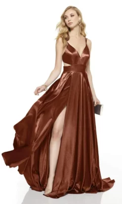 Alyce Paris - 60625 Shiny Cut-Out Back A-line Dress 8 Alyce Paris - 60625 Shiny Cut-Out Back A-line Dress -Hot Sale WEDDING Store alyce paris 60625 shiny cut out back a line dress bridesmaid dresses 0 cinnamon 13804643385427