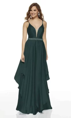 Alyce Paris - 60641 Plunging V-Neck Flowy Satin Chiffon Gown -Hot Sale WEDDING Store alyce paris 60641 plunging v neck flowy satin chiffon gown prom dresses 0 blue opal 28766373904467