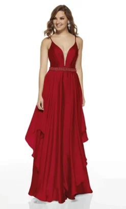 Alyce Paris - 60641 Plunging V-Neck Flowy Satin Chiffon Gown -Hot Sale WEDDING Store alyce paris 60641 plunging v neck flowy satin chiffon gown prom dresses 0 red 28044402098259