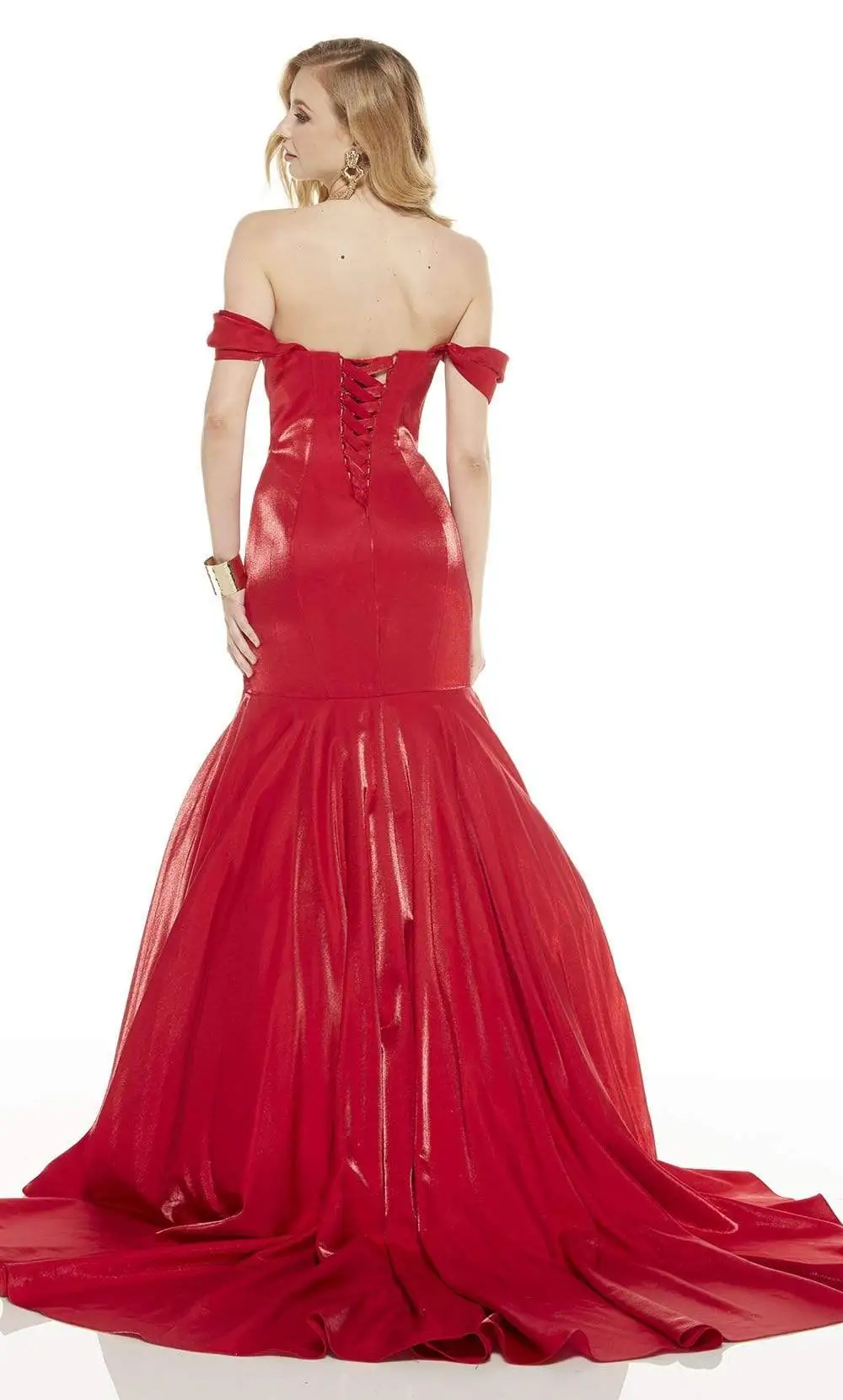 Alyce Paris - 60748 Draped Sleeved Off Shoulder Shimmer Mermaid Gown 2 Alyce Paris - 60748 Draped Sleeved Off Shoulder Shimmer Mermaid Gown - Image 2