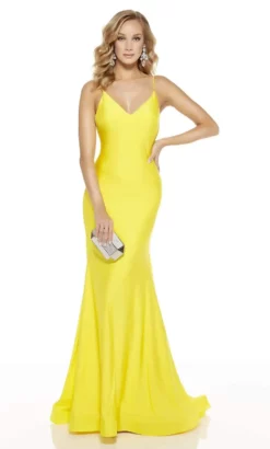 Alyce Paris - 60773 V Neck Spaghetti Strap Open Back Mermaid Gown