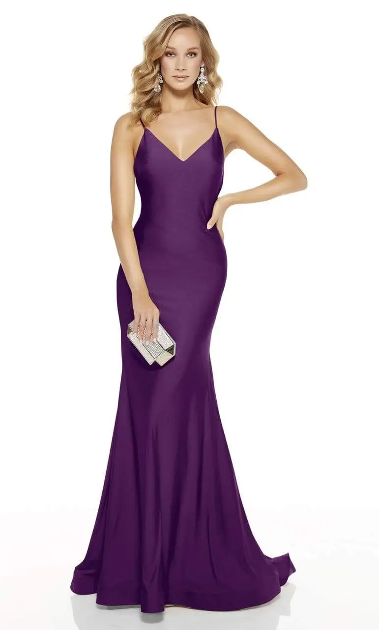 Alyce Paris - 60773 V Neck Spaghetti Strap Open Back Mermaid Gown 10 Alyce Paris - 60773 V Neck Spaghetti Strap Open Back Mermaid Gown - Image 10