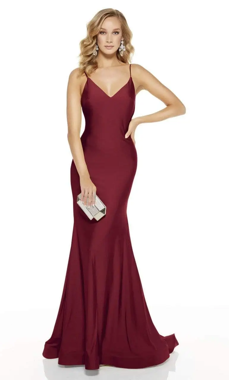 Alyce Paris - 60773 V Neck Spaghetti Strap Open Back Mermaid Gown 3 Alyce Paris - 60773 V Neck Spaghetti Strap Open Back Mermaid Gown - Image 3