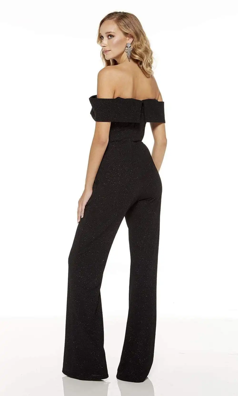 Alyce Paris - 60802 Glitter Jersey Off-Shoulder Jumpsuit 2 Alyce Paris - 60802 Glitter Jersey Off-Shoulder Jumpsuit - Image 2