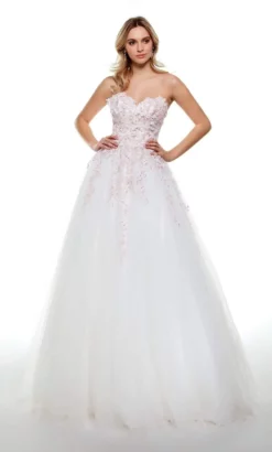 Alyce Paris - 61007 Floral Applique Strapless Tulle Ballgown