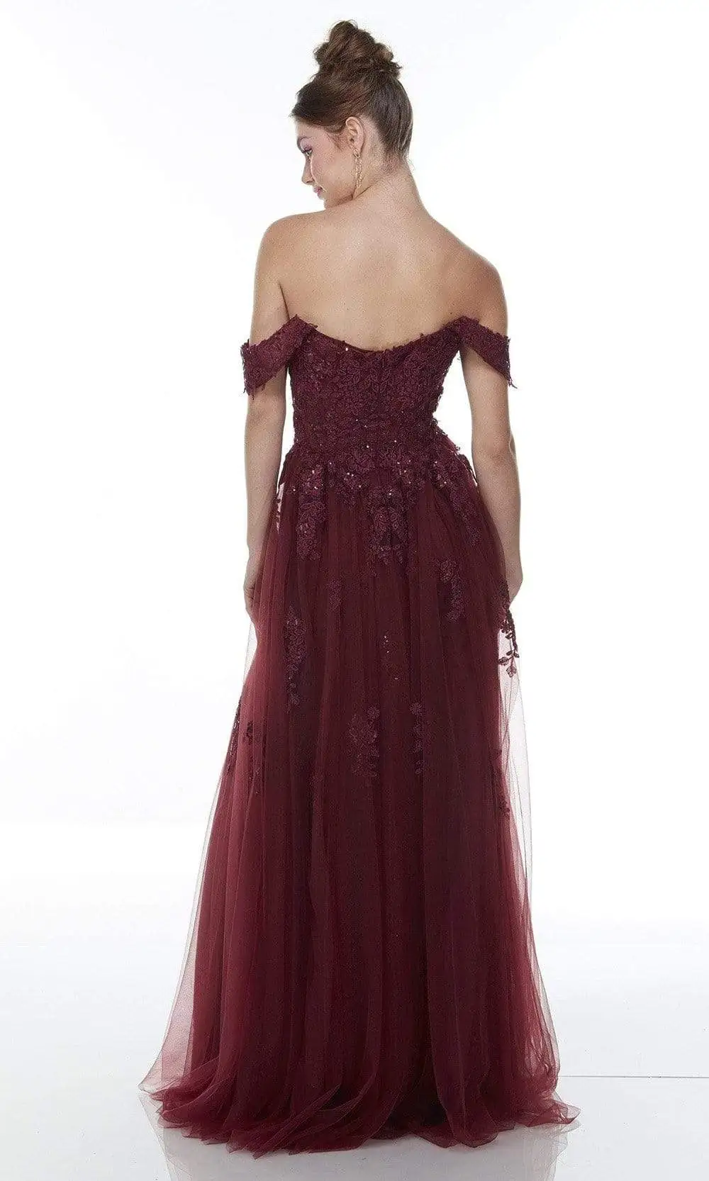 Alyce Paris - 61127 Lace Accented High Slit Gown 2 Alyce Paris - 61127 Lace Accented High Slit Gown - Image 2