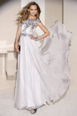 Alyce Paris Bedazzled A-line Dress In Silver 29654