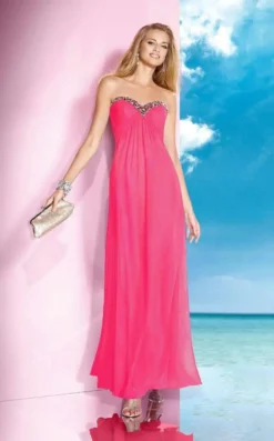 Alyce Paris - Strapless Bejeweled Silky Chiffon Sweetheart Long Gown 35592