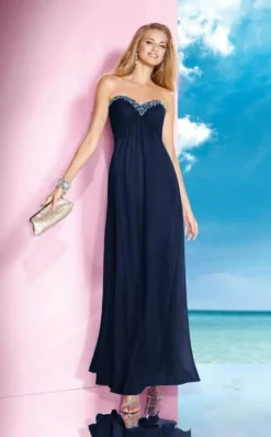 Alyce Paris - Strapless Bejeweled Silky Chiffon Sweetheart Long Gown 35592 -Hot Sale WEDDING Store alyce paris strapless bejeweled silky chiffon sweetheart long gown 35592 bridesmaid dresses 000 navy 5543179223097