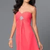 Alyce Paris - Strapless Pleated Empire Cocktail Dress 3676 - 1 Pc Watermelon In Size 10 Available