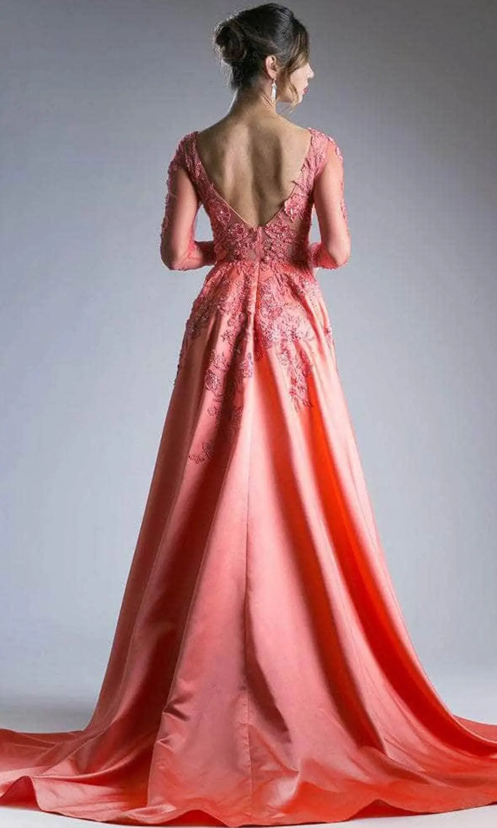 Andrea And Leo 7045 - Embroidered Bateau High Low Evening Dress 2 Andrea And Leo 7045 - Embroidered Bateau High Low Evening Dress - Image 2