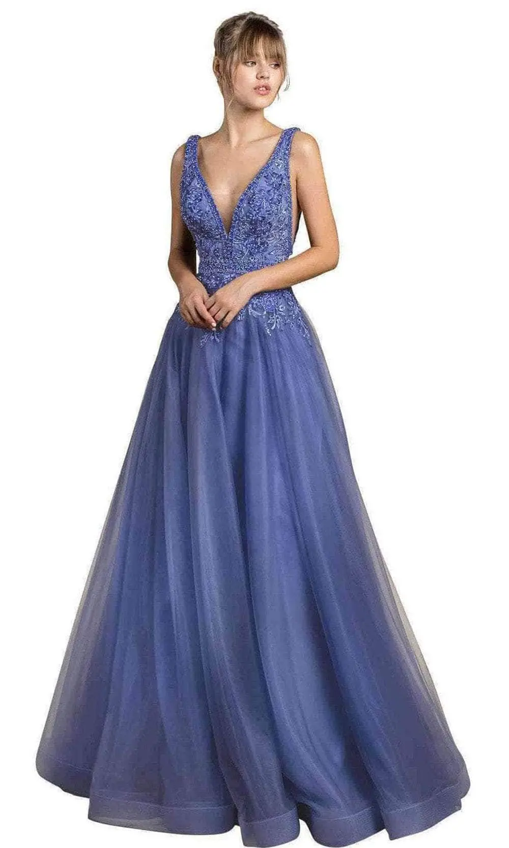 Andrea And Leo A0072 - Peony Embroidered A-Line Prom Dress 1 Andrea And Leo A0072 - Peony Embroidered A-Line Prom Dress