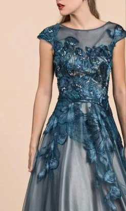 Andrea And Leo - A0081 Floral Metallic Embroidery A-Line Gown -Hot Sale WEDDING Store andrea and leo a0081 floral metallic embroidery a line gown mother of the bride dresses 15815000817747