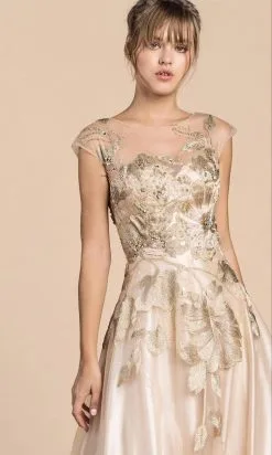 Andrea And Leo - A0081 Floral Metallic Embroidery A-Line Gown -Hot Sale WEDDING Store andrea and leo a0081 floral metallic embroidery a line gown mother of the bride dresses 15815001112659