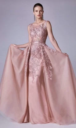 Andrea And Leo - A0257 Lace Appliqued Sheath Gown With Tulle Overskirt -Hot Sale WEDDING Store andrea and leo a0257 lace appliqued sheath gown with tulle overskirt mother of the bride dresses 28828483715155