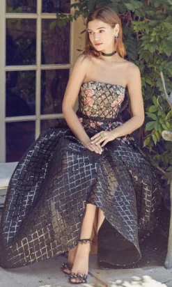 Andrea And Leo - A0393 Floral Embroidered Lattice A-Line Dress -Hot Sale WEDDING Store andrea and leo a0393 floral embroidered lattice a line dress bridesmaid dresses 15869730914387