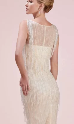 Andrea And Leo - A0521 Bead-Fringed Long Sheath Dress -Hot Sale WEDDING Store andrea and leo a0521 bead fringed long sheath dress wedding dresses 15825596252243