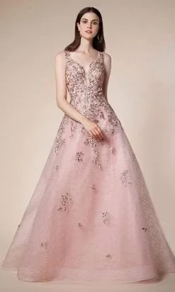 Andrea And Leo - A0556 Zinnia Embroidered Lace A-Line Dress