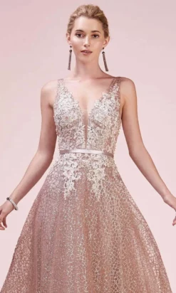 Andrea And Leo - A0568 Lace Applique Glitter Print Dress -Hot Sale WEDDING Store andrea and leo a0568 lace applique glitter print dress bridesmaid dresses 15869052584019