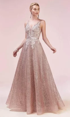 Andrea And Leo - A0568 Lace Applique Glitter Print Dress -Hot Sale WEDDING Store andrea and leo a0568 lace applique glitter print dress bridesmaid dresses 15869068410963
