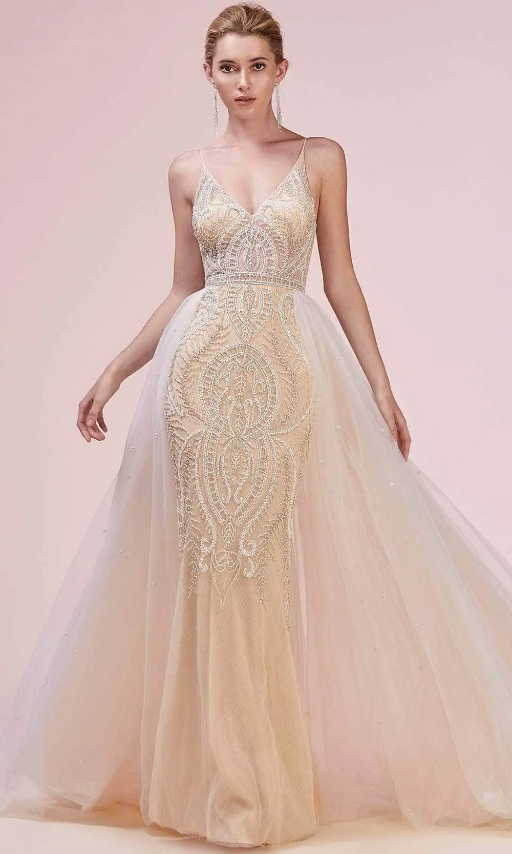 Andrea And Leo A0614 - V-Neck Beaded Prom Gown With Overskirt 3 Andrea And Leo A0614 - V-Neck Beaded Prom Gown With Overskirt - Image 3