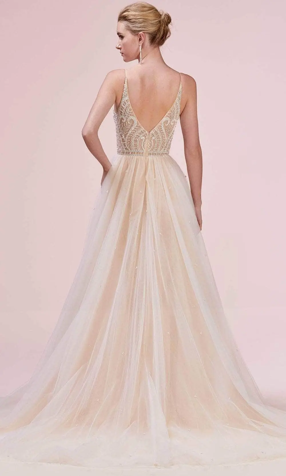 Andrea And Leo A0614 - V-Neck Beaded Prom Gown With Overskirt 2 Andrea And Leo A0614 - V-Neck Beaded Prom Gown With Overskirt - Image 2