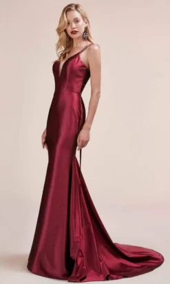 Andrea And Leo - A0632 Cutout Tie-Back Satin Mermaid Gown -Hot Sale WEDDING Store andrea and leo a0632 cutout tie back satin mermaid gown bridesmaid dresses 2 burgundy 28657481252947