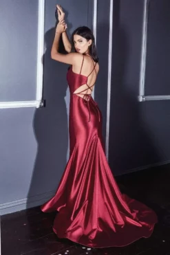 Andrea And Leo - A0632 Cutout Tie-Back Satin Mermaid Gown -Hot Sale WEDDING Store andrea and leo a0632 cutout tie back satin mermaid gown bridesmaid dresses 28007859552339
