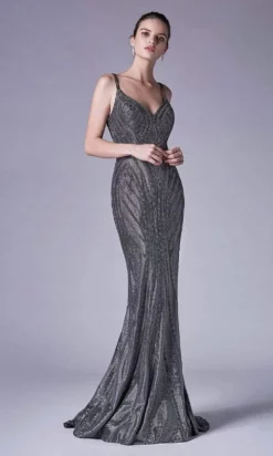 Andrea And Leo - A0646 Embellished V Neck Trumpet Gown