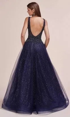 Andrea And Leo - A0680 Beaded Illusion Bodice Glitter A-Line Gown -Hot Sale WEDDING Store andrea and leo a0680 beaded illusion bodice glitter a line gown prom dresses 15870022320211