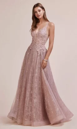 Andrea And Leo - A0681 Lace Ornate Glitter Print Dress -Hot Sale WEDDING Store andrea and leo a0681 lace ornate glitter print dress bridesmaid dresses 15868989866067