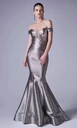 Andrea And Leo - A0725 Off-Shoulder Metallic Jacquard Mermaid Gown -Hot Sale WEDDING Store andrea and leo a0725 off shoulder metallic jacquard mermaid gown evening dresses 15870037950547